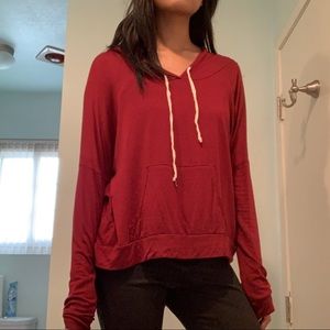 long sleeve dark red hoodie